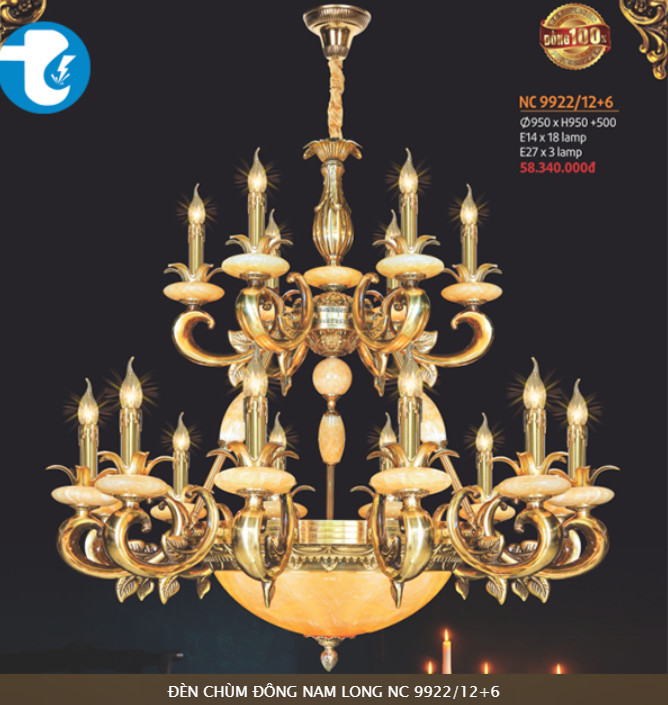 Đèn Chùm Đồng Nam Long Nc 9922/12+6