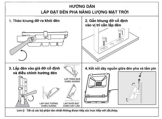 quy trình lắp đặt đèn pha led năng lượng mặt trời đơn giản tại nhà