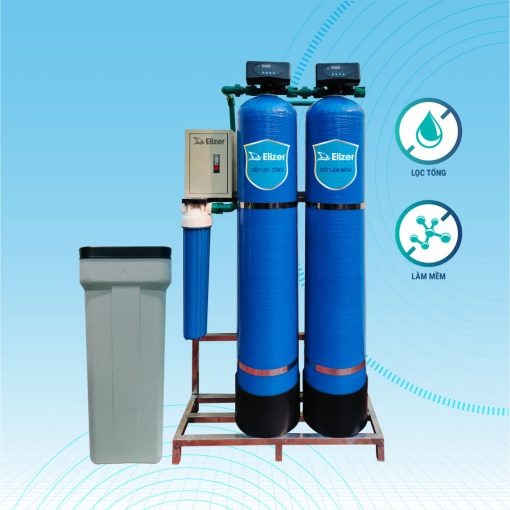 Máy lọc tổng sinh hoạt xử lý đá vôi 2 cột van tự động E-LMAC-02