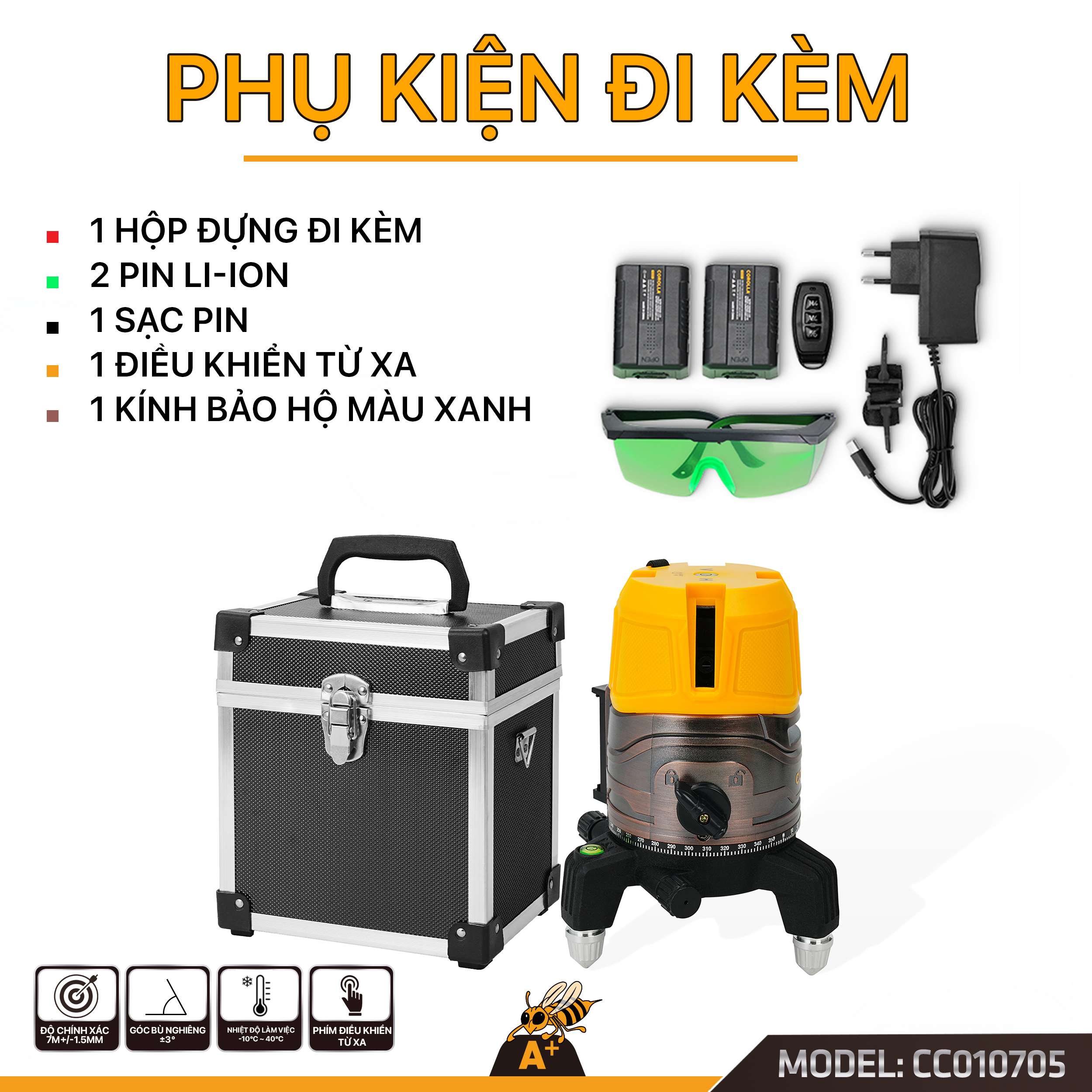 Chi tiết Máy Cân Bằng 5 Tia Laser Siêu Sáng CC010705