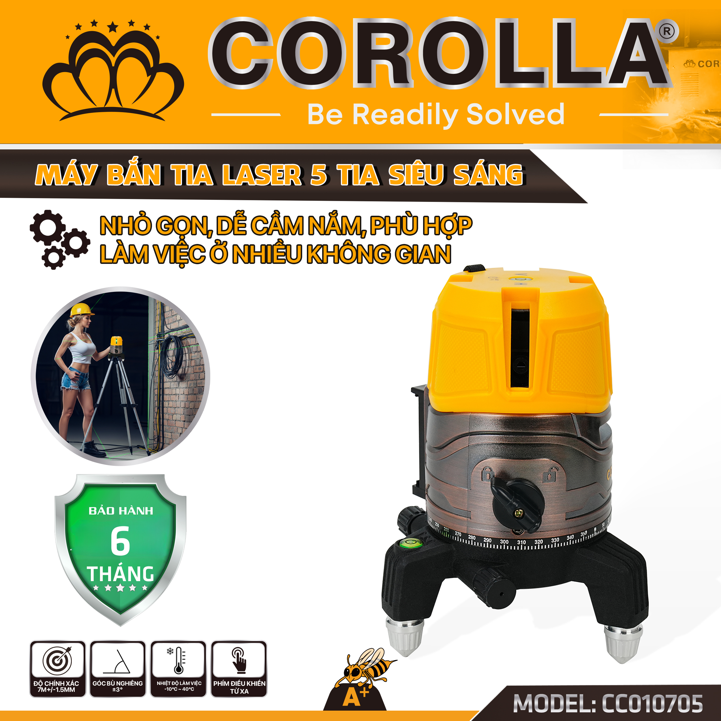 Máy Cân Bằng 5 Tia Laser Siêu Sáng CC010705 chính hãng