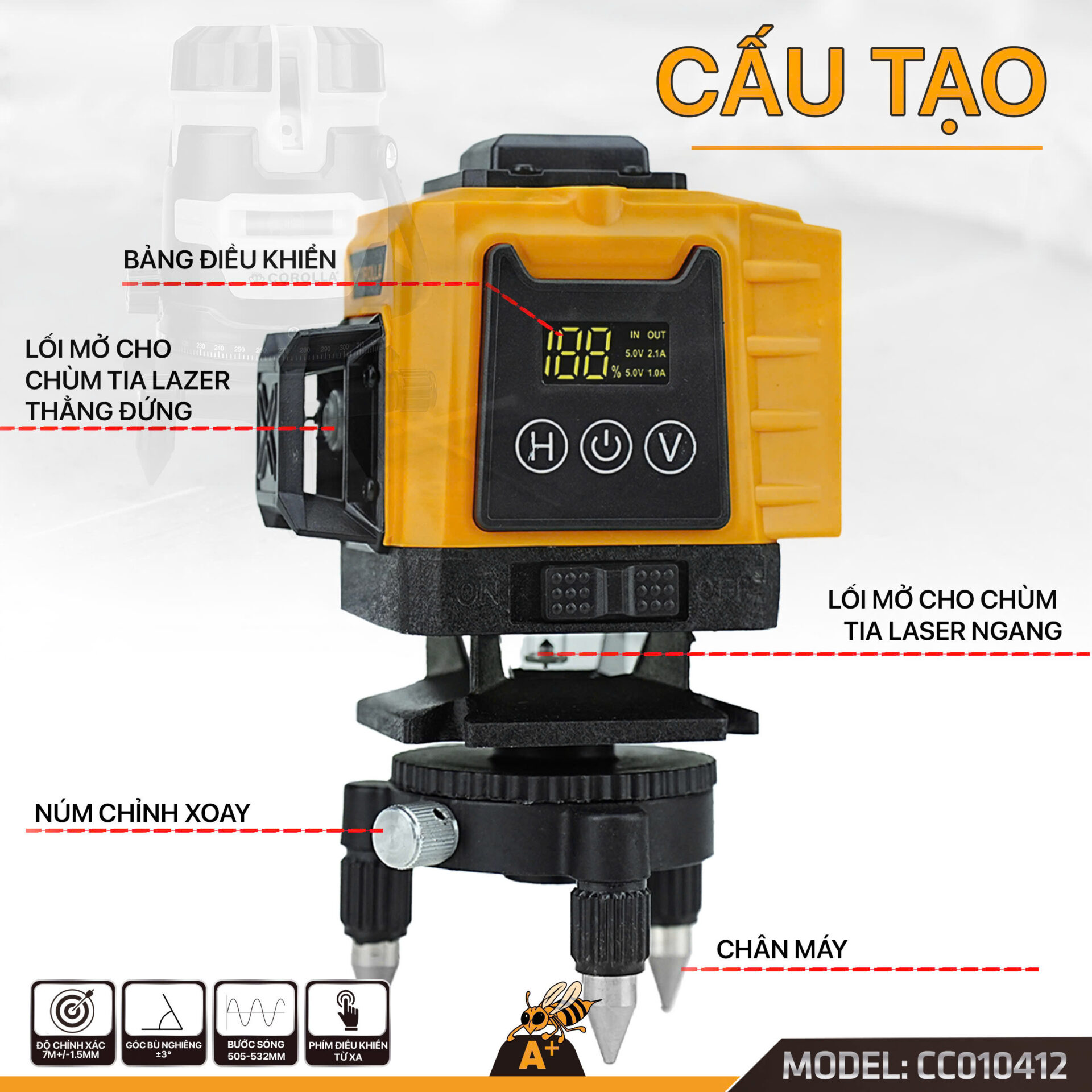 Máy Cân Bằng Laser 12 Tia CC010412 chính hãng