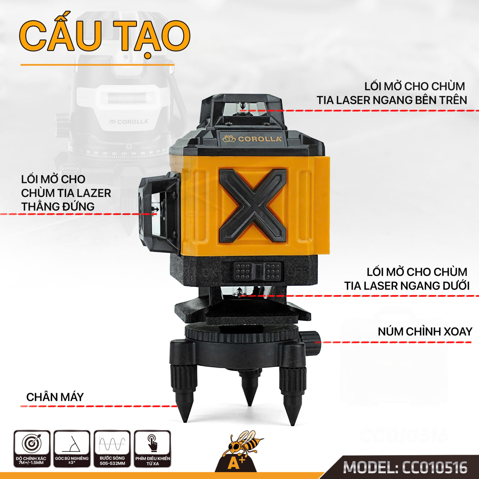 Máy Cân Bằng Laser 16 Tia CC010516 chính hãng