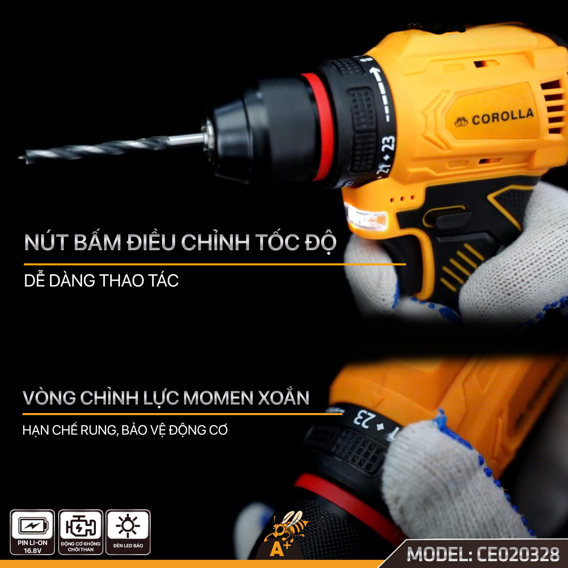 CE020328 – KHOAN VÍT DÙNG PIN 16.8V COROLLA