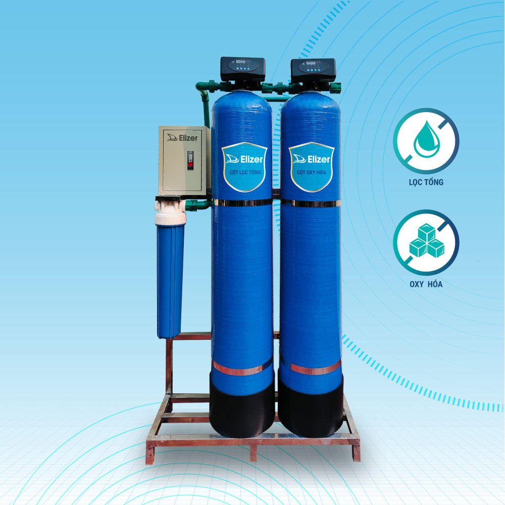 Máy lọc tổng sinh hoạt 2 cột van tự động E-LTAC-02 xử lý kim loại nặng