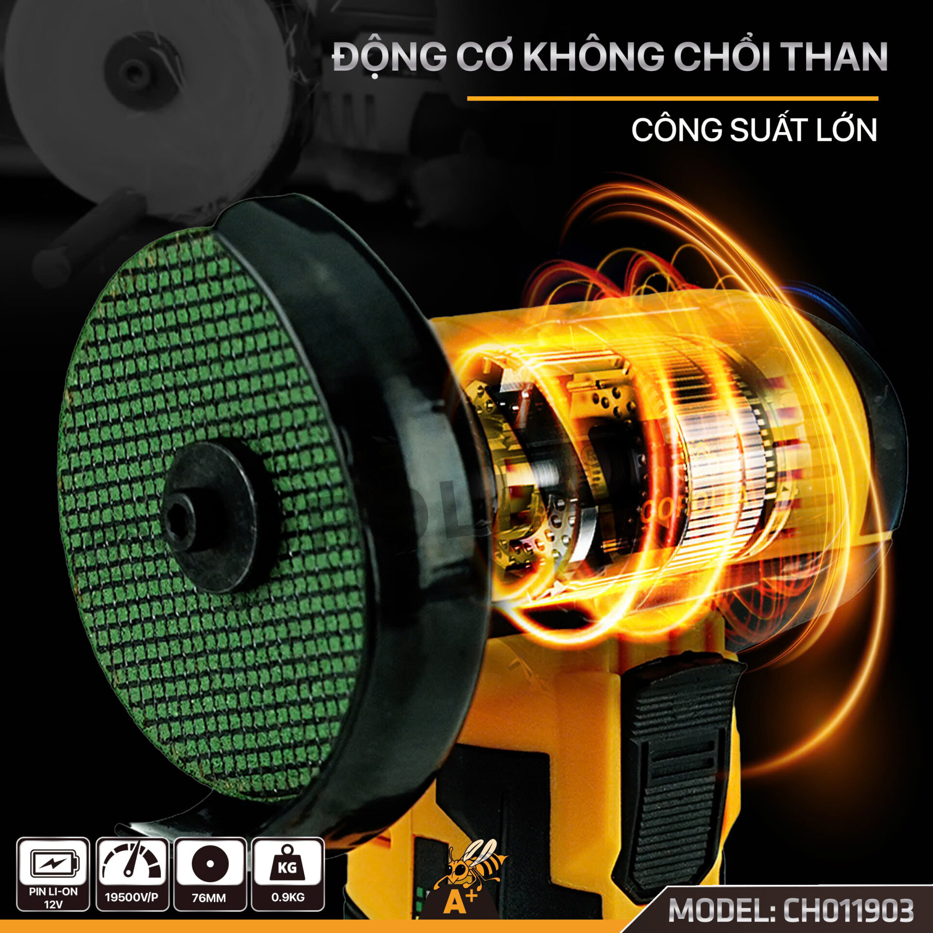 CH011903 – MÁY MÀI GÓC DÙNG PIN COROLLA 76MM