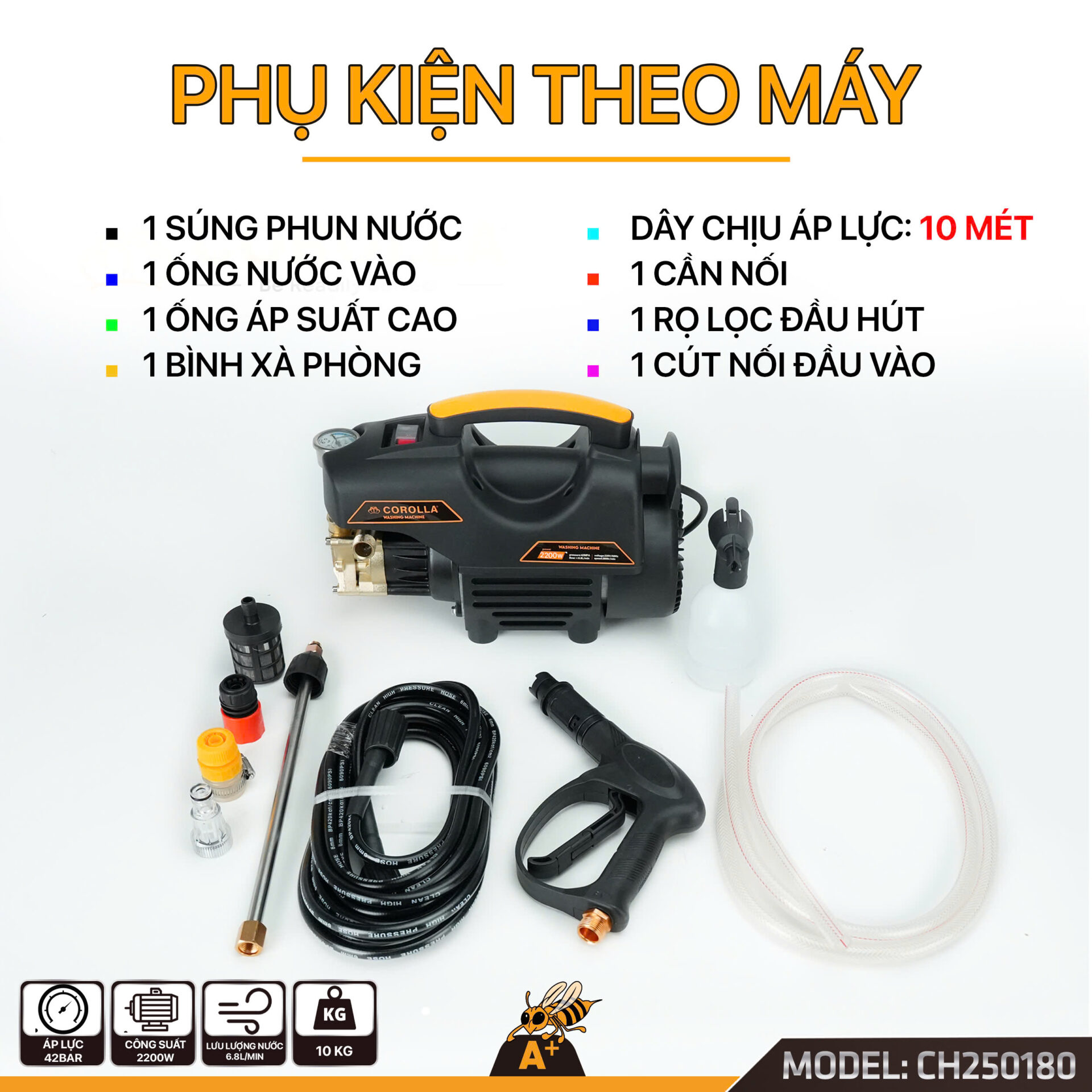 CH250180 – MÁY RỬA XE COROLLA 2200W