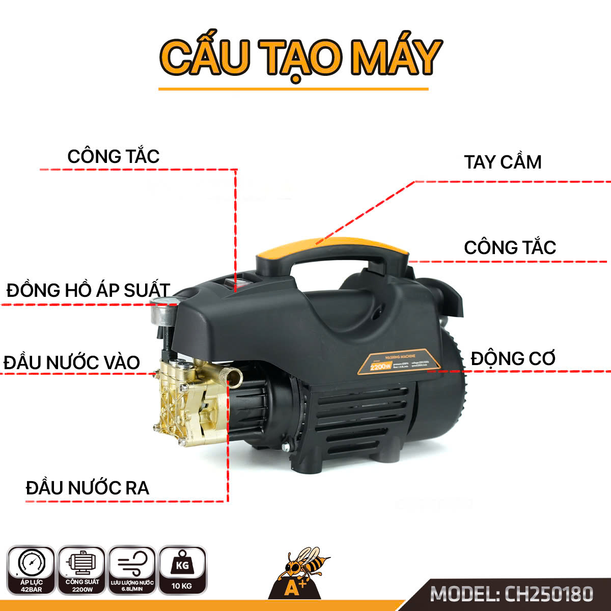 CH250180 – MÁY RỬA XE COROLLA 2200W