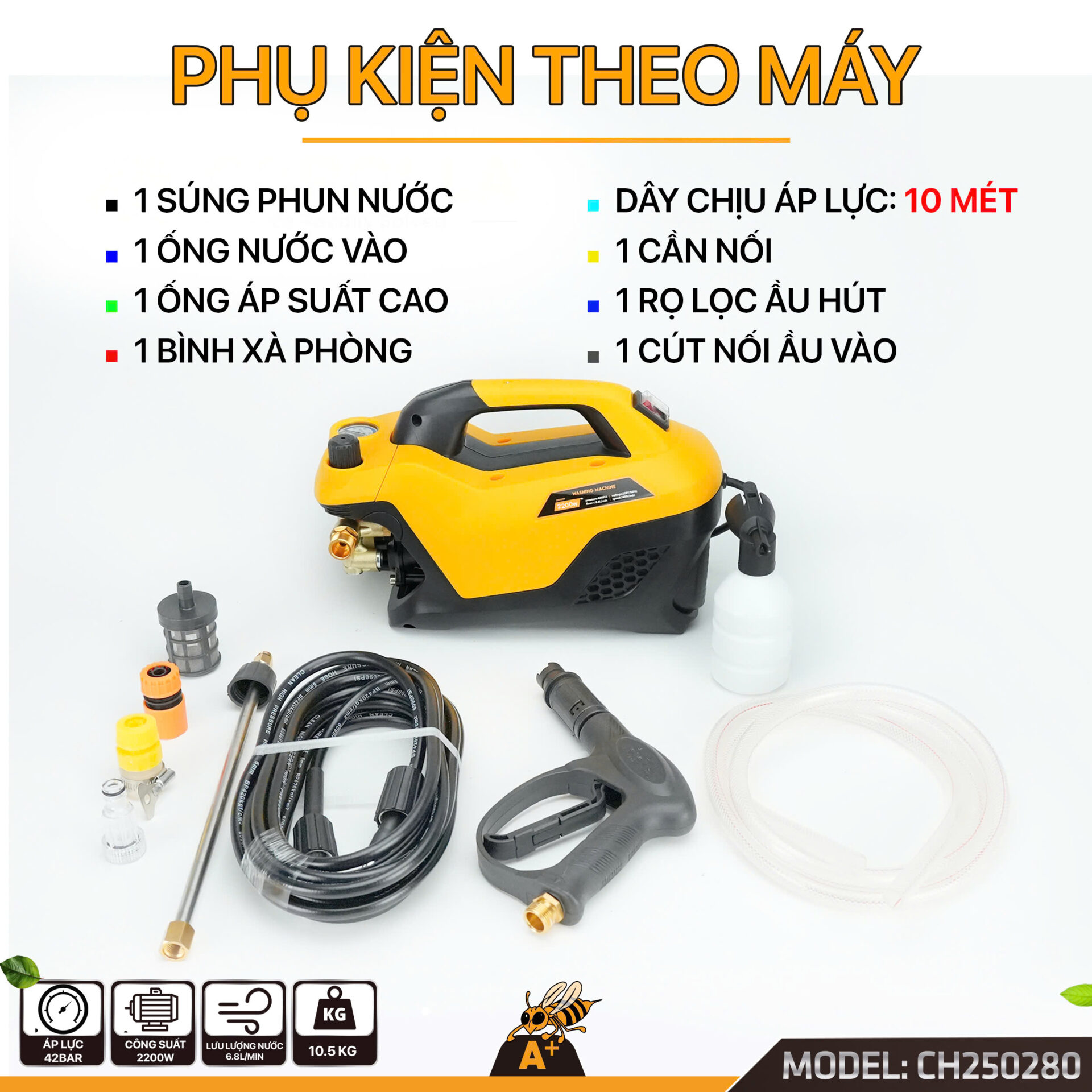CH250280 – MÁY RỬA XE CHỈNH ÁP COROLLA 2200W