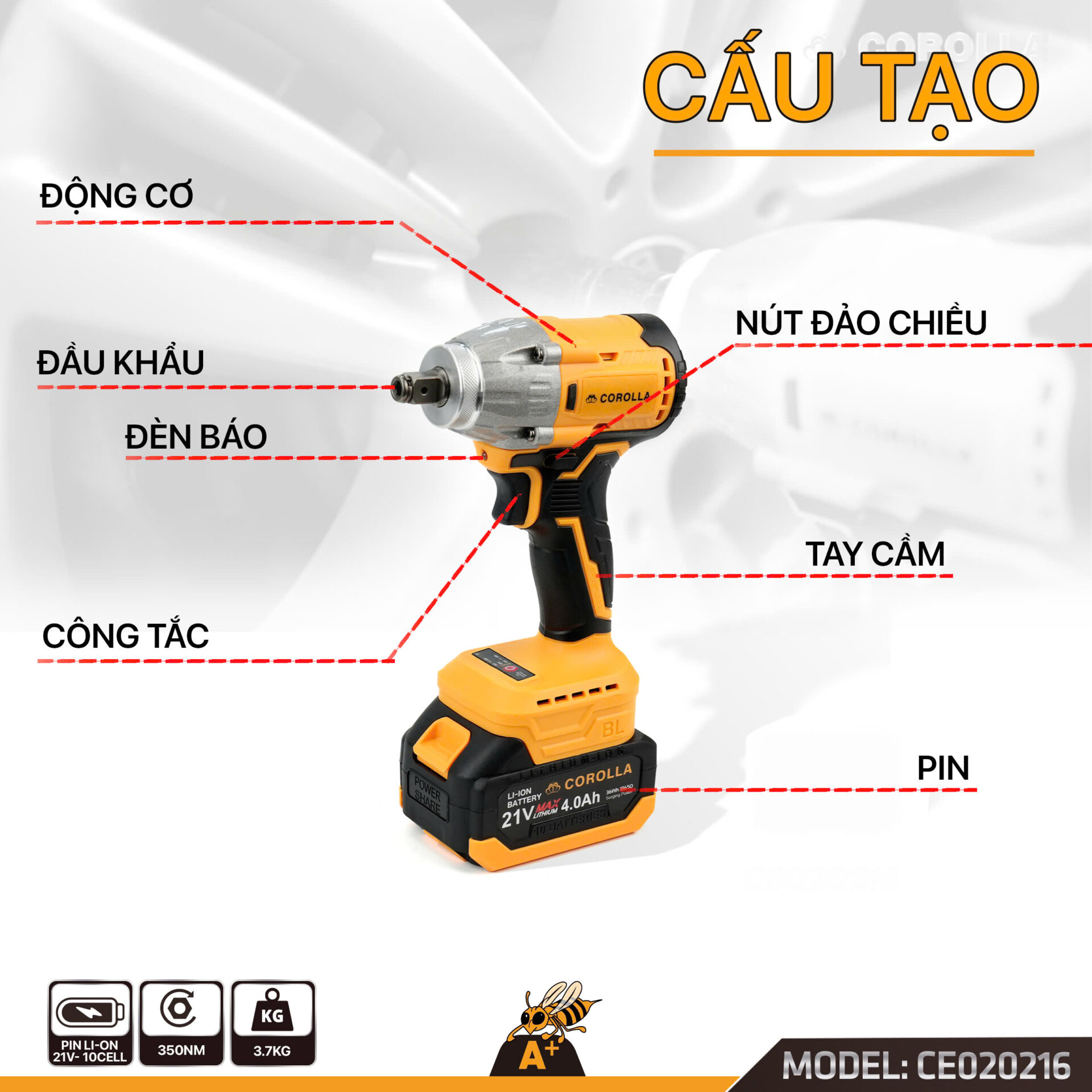 CE020216 – MÁY SIẾT BULONG COROLLA 350NM