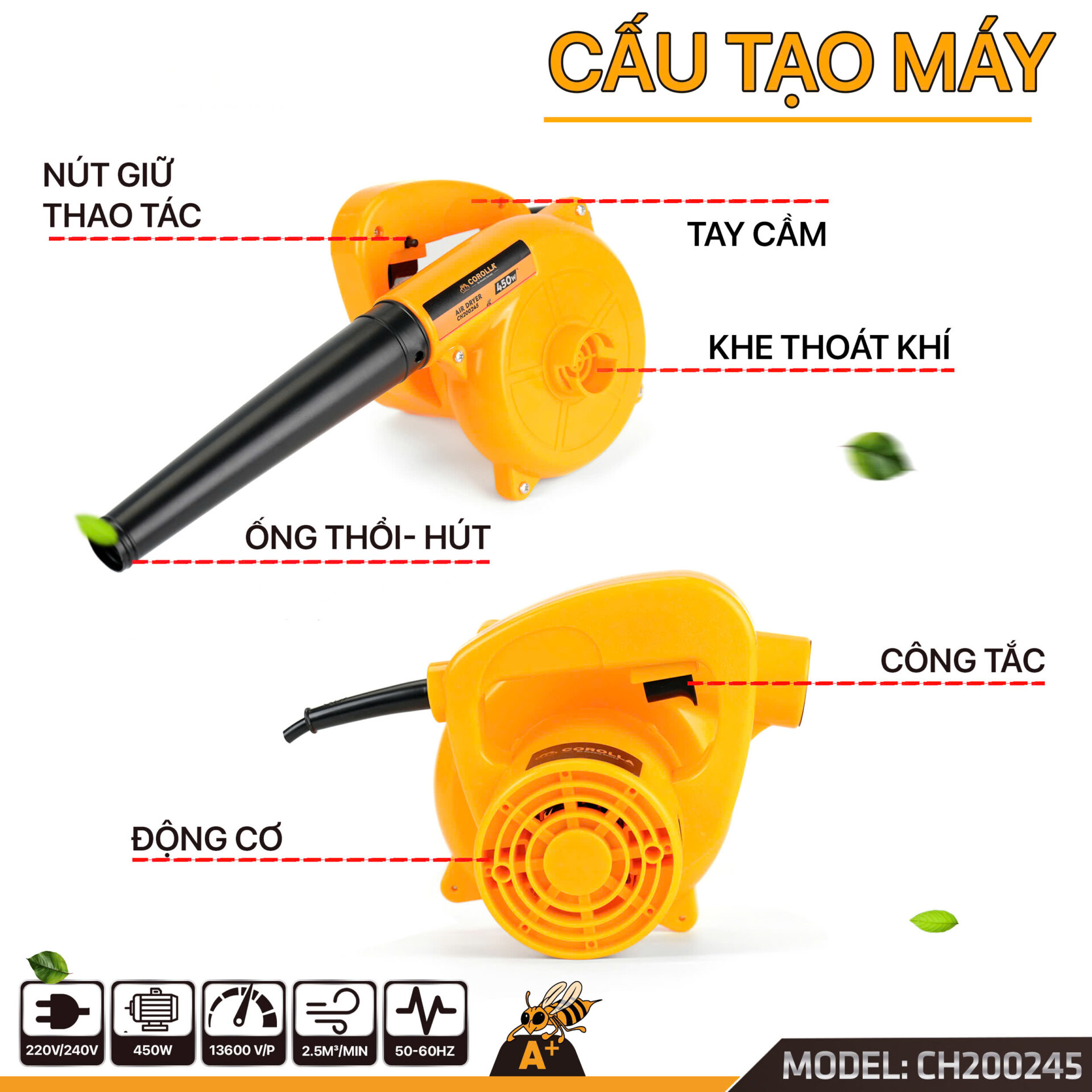 CH200245 – MÁY THỔI HÚT BỤI COROLLA 450W
