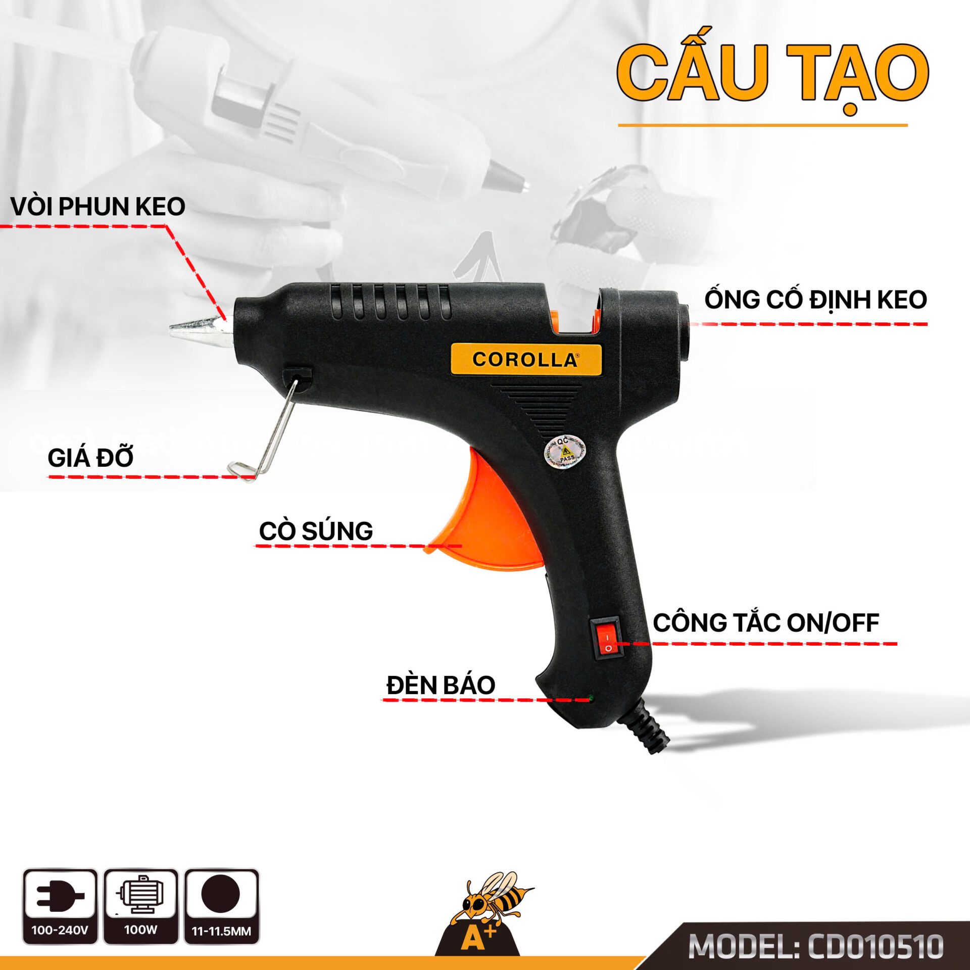 CD010510 – SÚNG BẮN KEO NẾN 100W COROLLA