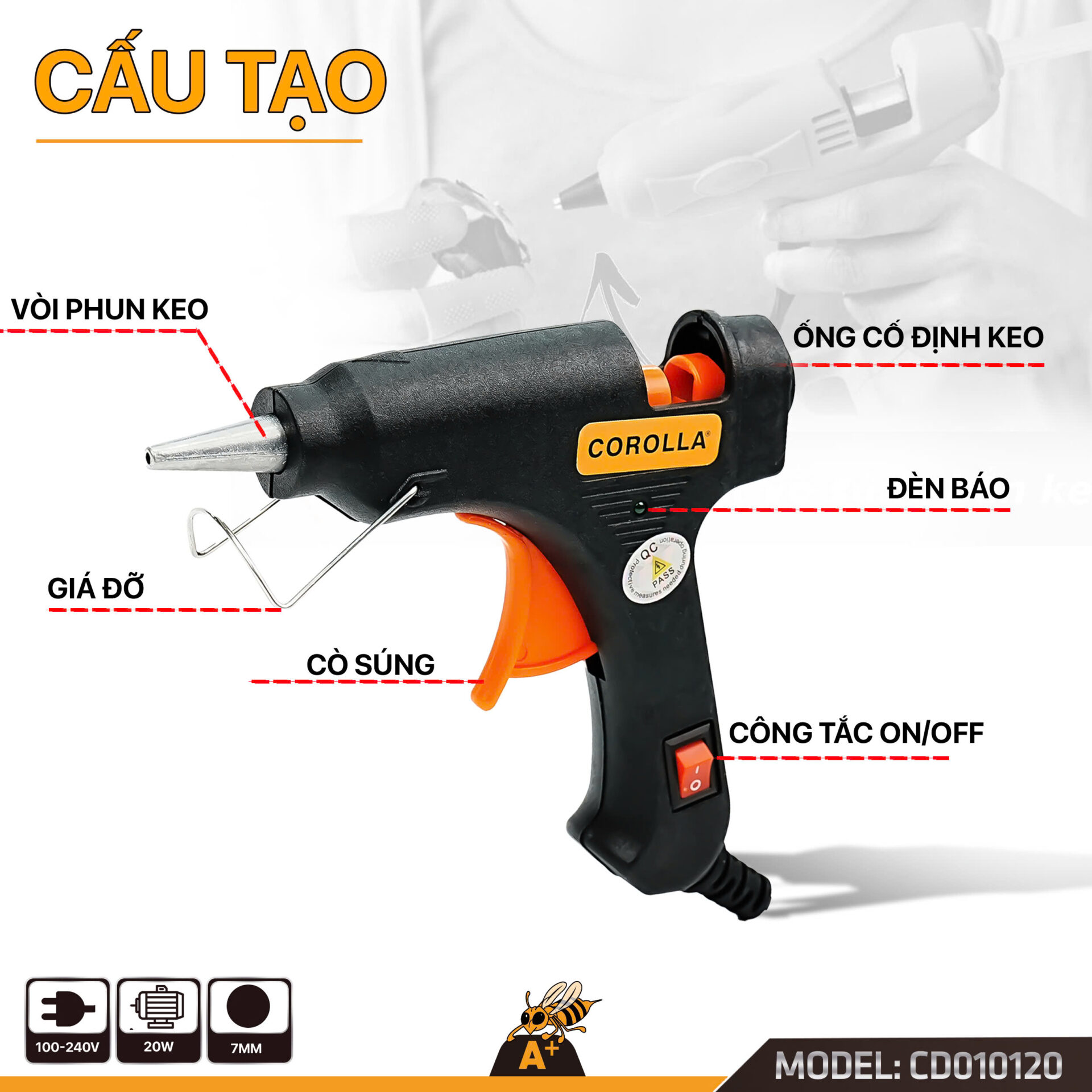 CD010120 – SÚNG BẮN KEO NẾN 20W COROLLA