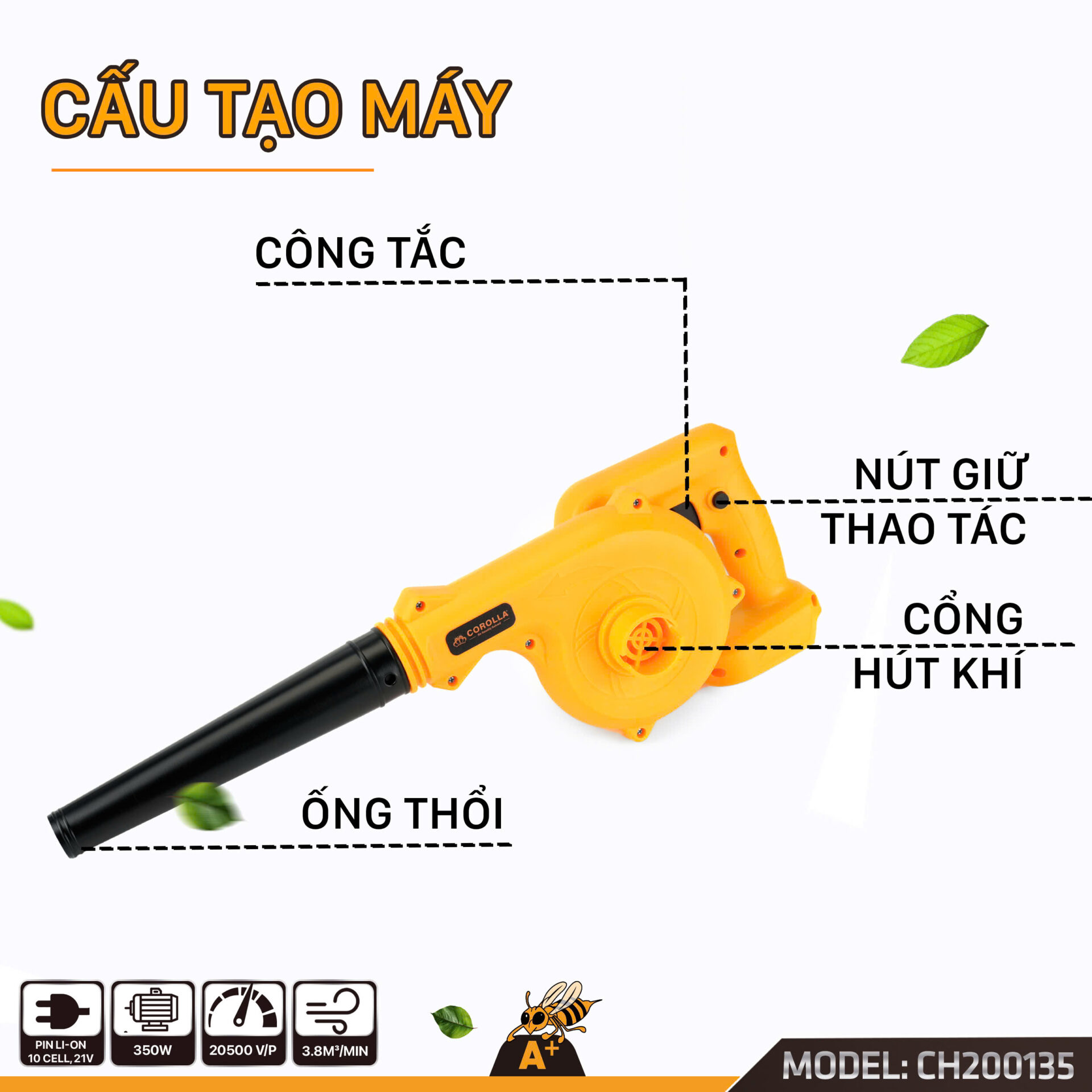 Thân máy thổi bụi dùng Pin