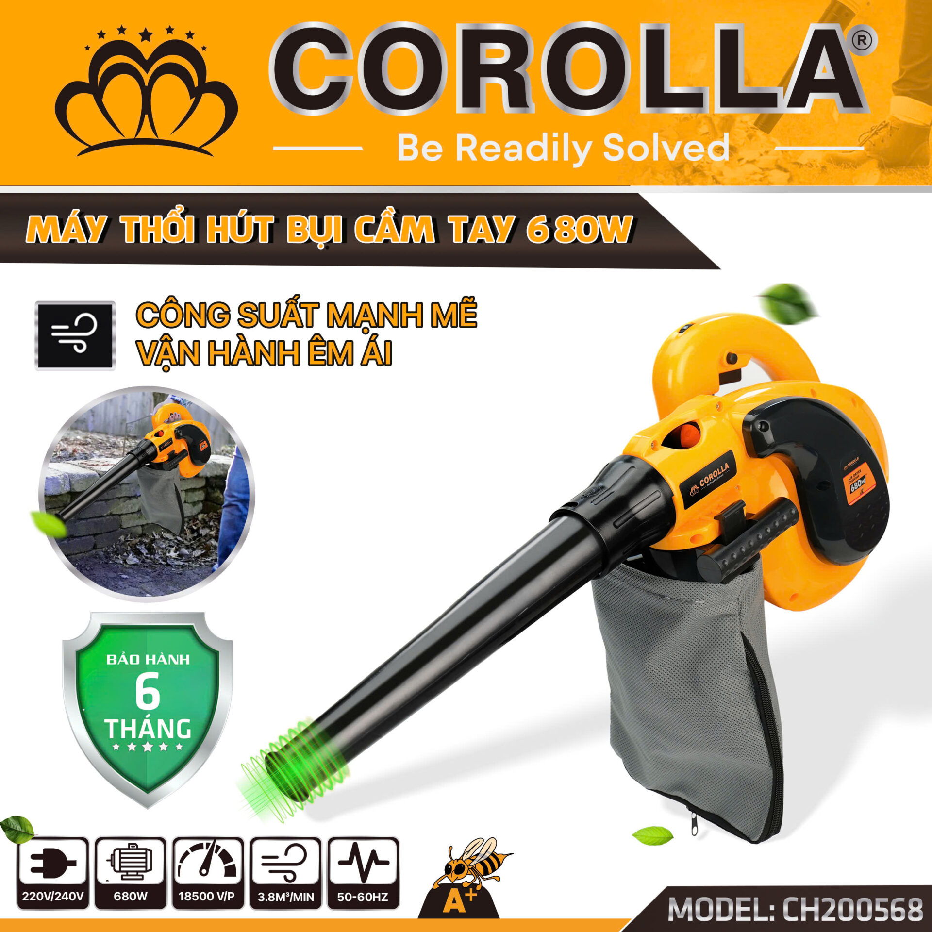 MÁY THỔI HÚT BỤI CẦM TAY 680W CH200568