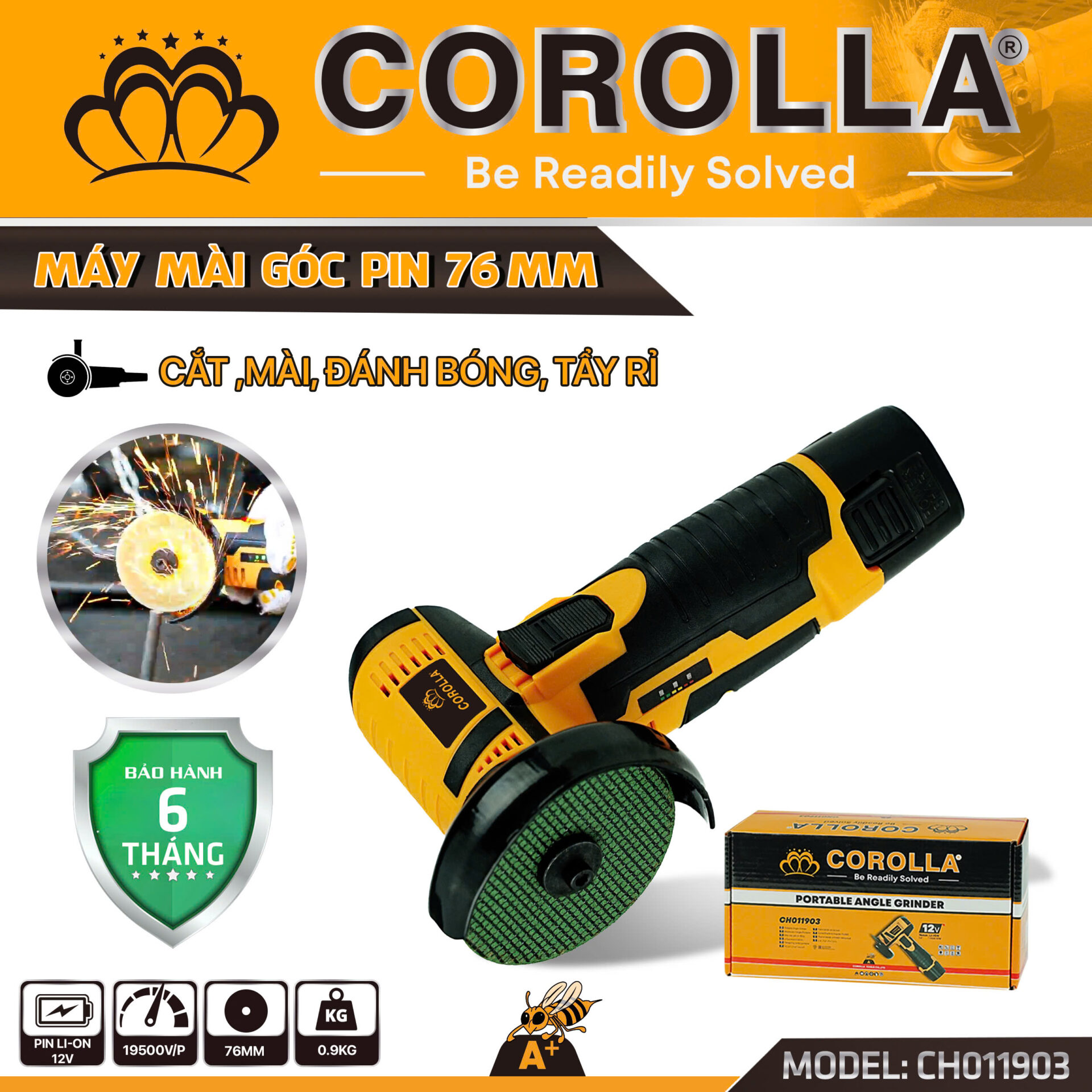MÁY MÀI GÓC DÙNG PIN 76MM COROLLA CH011903
