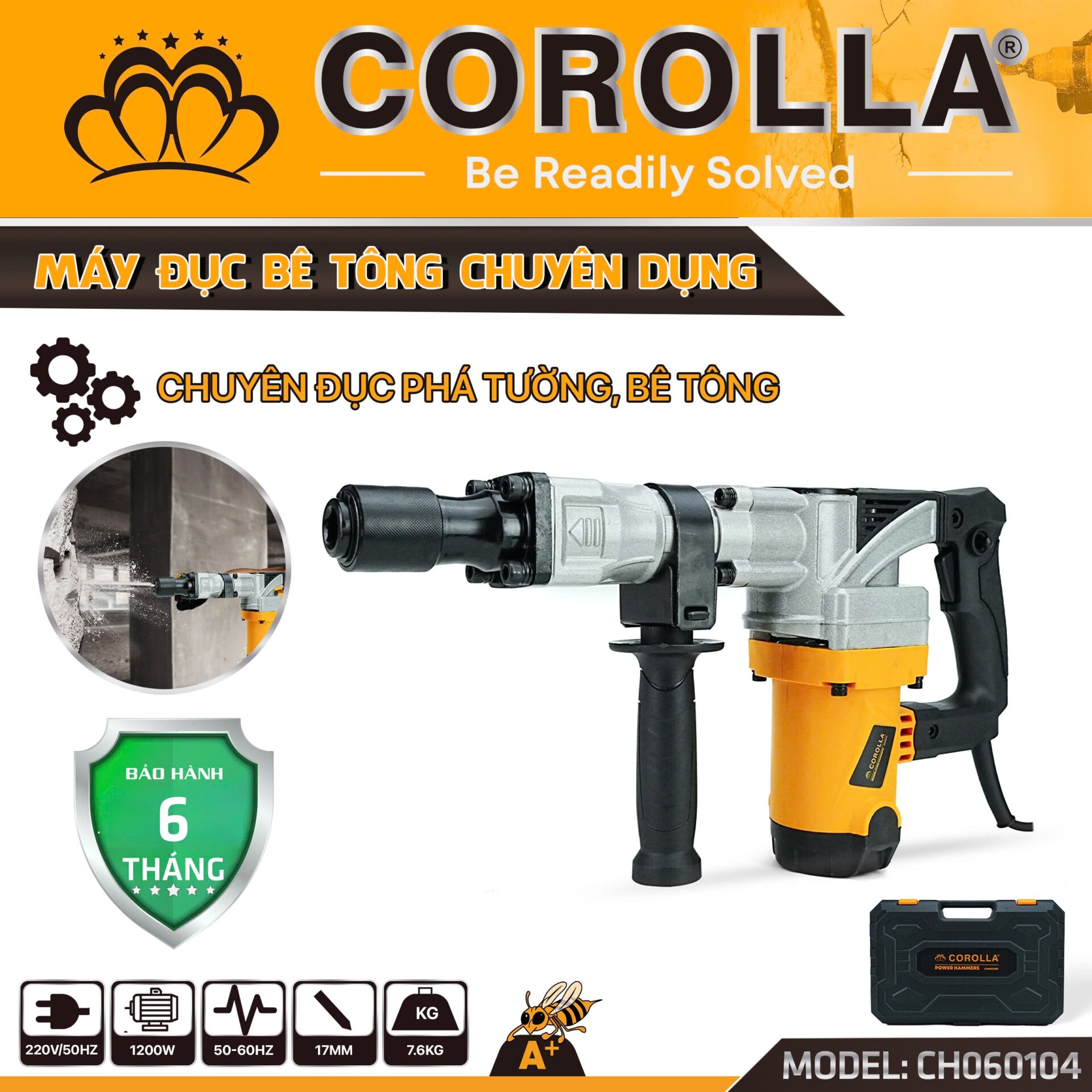 MÁY ĐỤC BÊ TÔNG CÔNG NGHIỆP 1200W CH060104