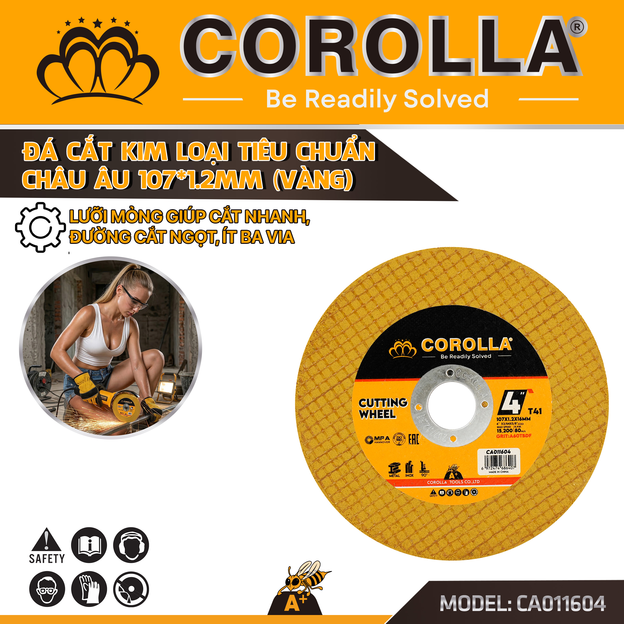 ĐÁ CẮT KIM LOẠI VÀNG 107MM COROLLA CA011604