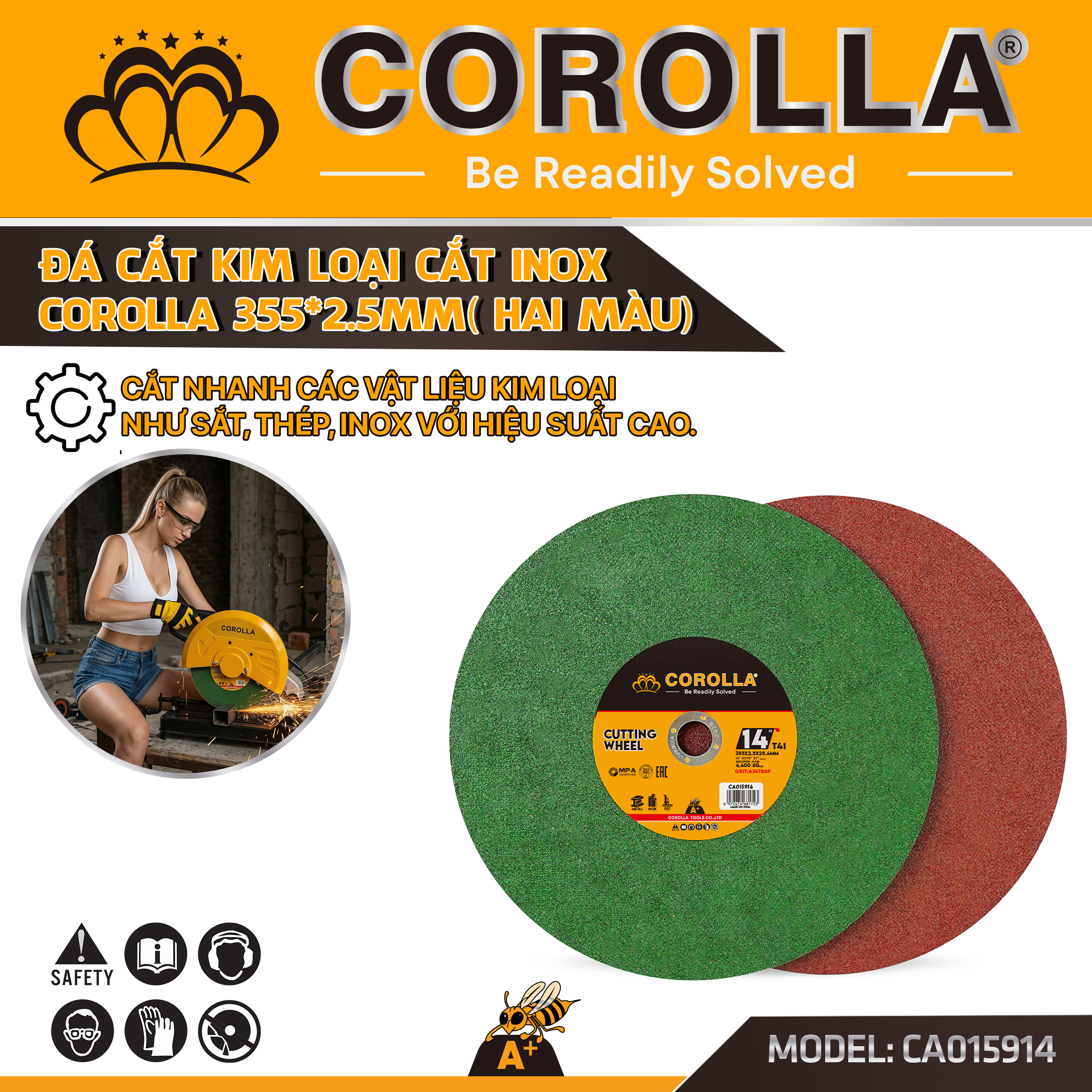 CA015914 Đá cắt 355 2 màu Corolla