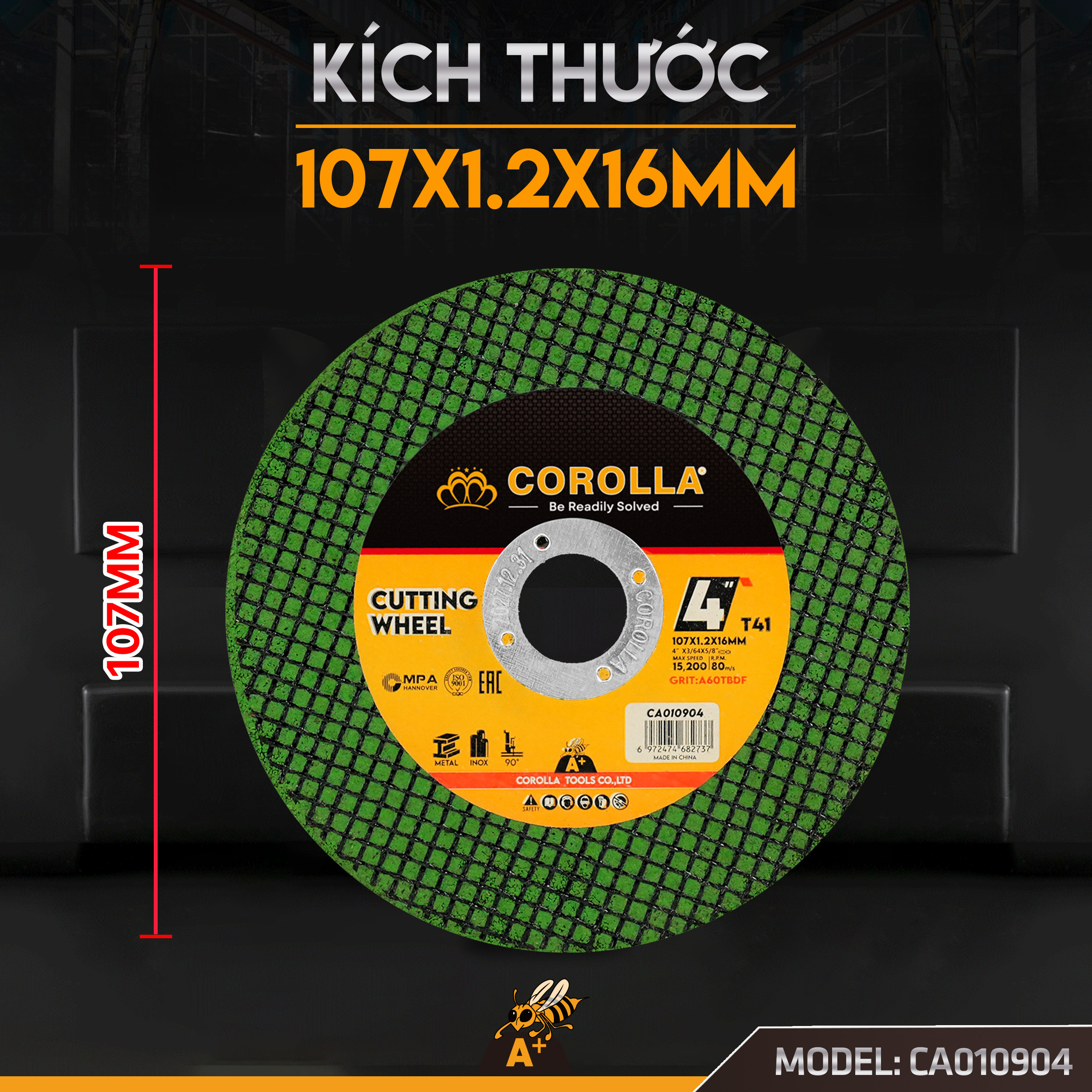 Đá cắt kim loại cắt inox Corolla 107*1.2mm