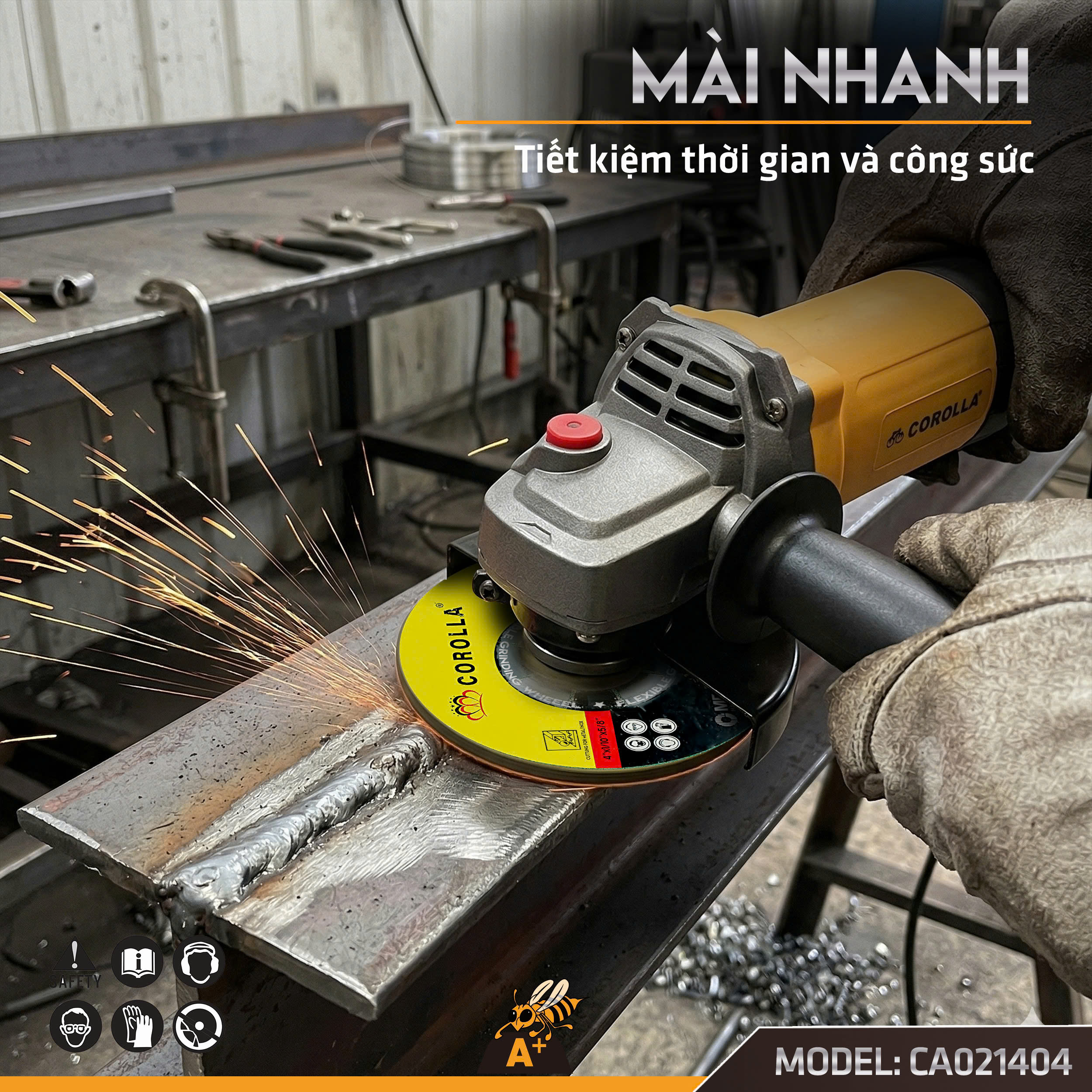 CA021404 Đá mài đỏ 100mm Corolla