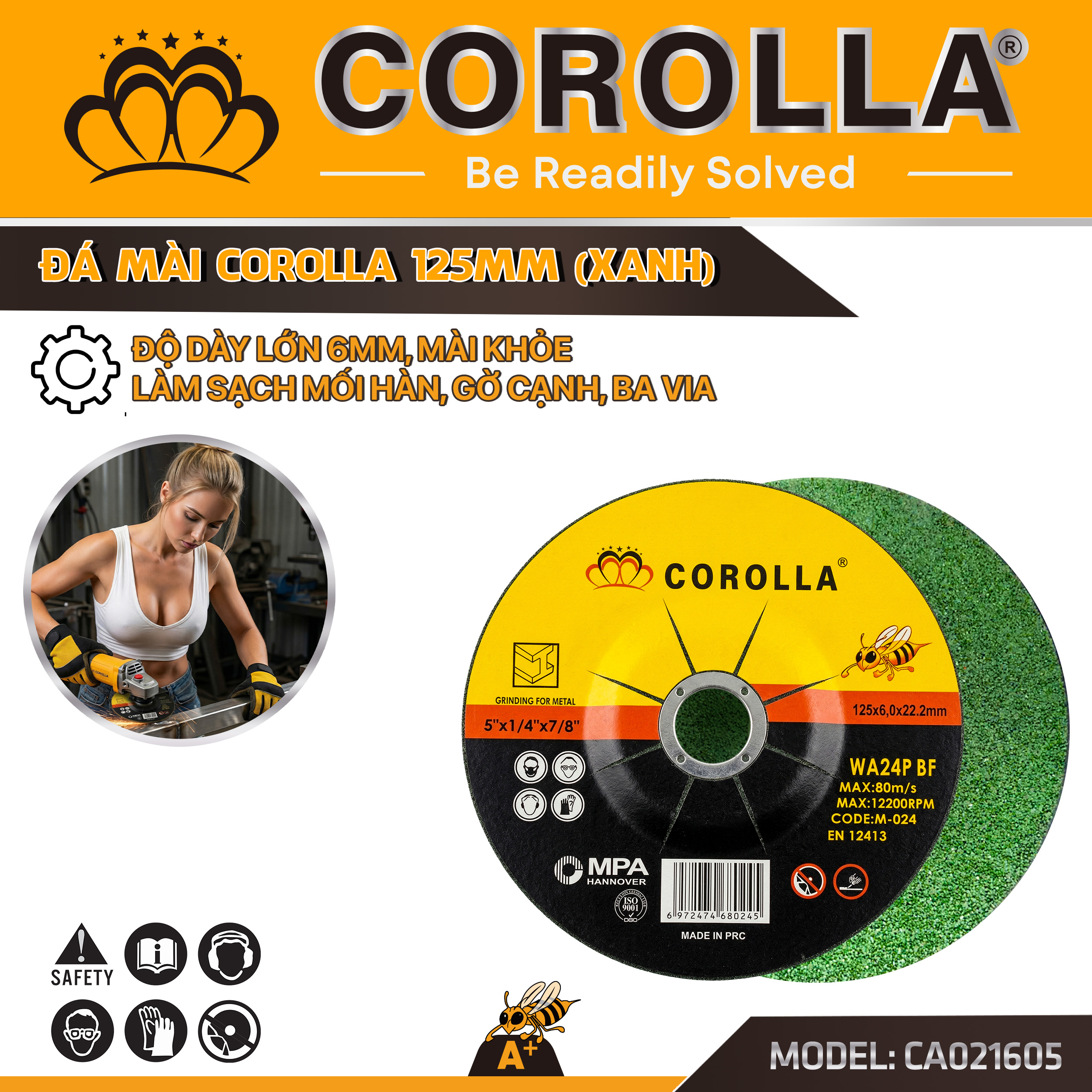 CA021605 Đá mài xanh 125mm Corolla