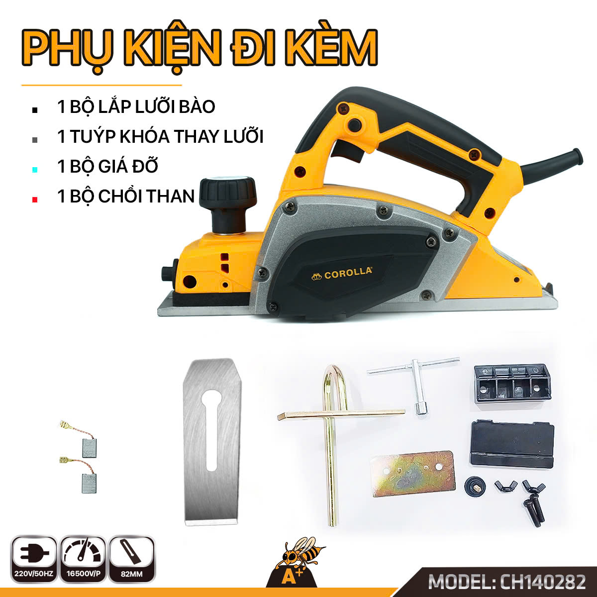 Thông số chi tiết Máy Bào Gỗ 82mm Corolla CH140282