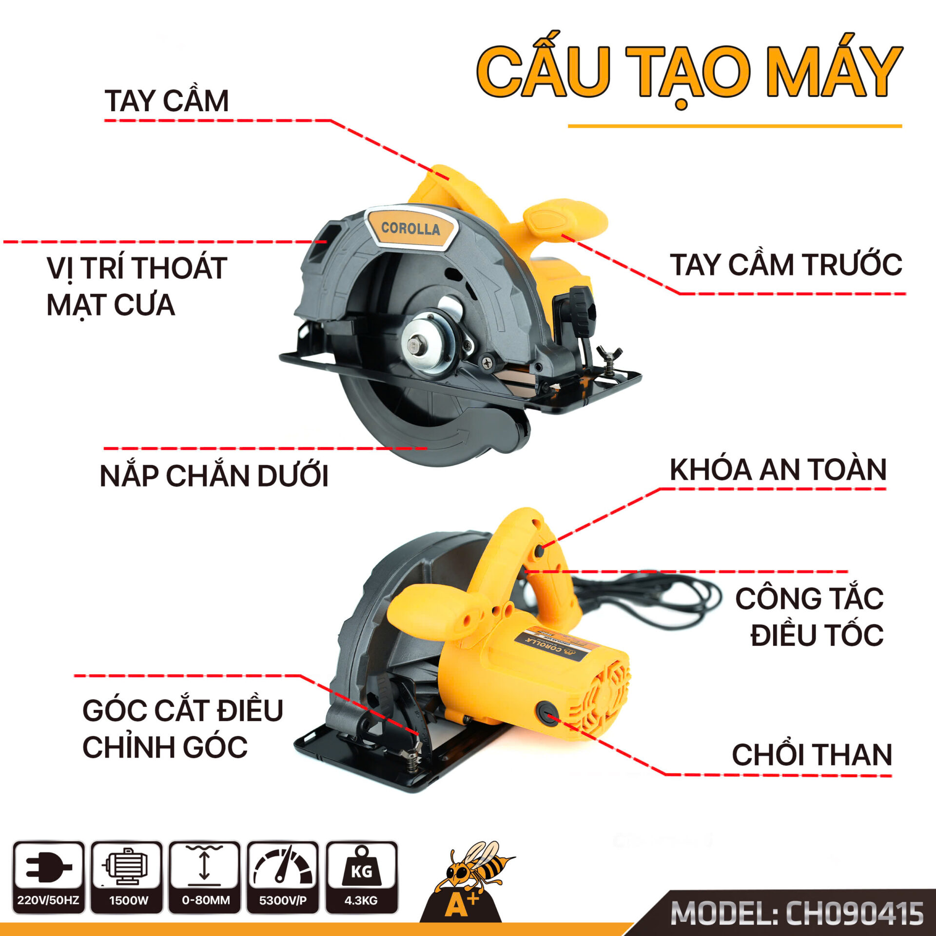 MÁY CẮT GỖ CẦM TAY 185 1500W CH090415