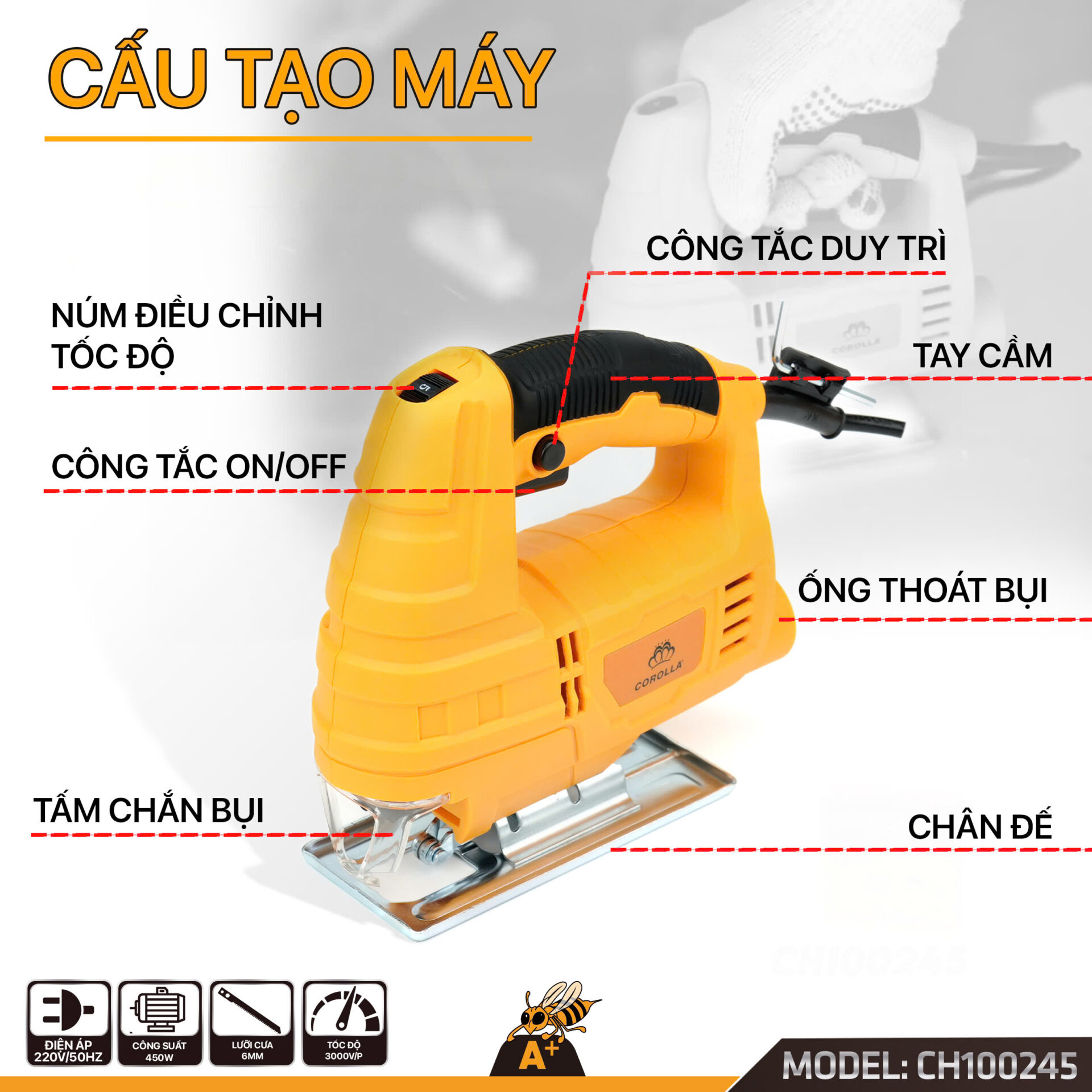 CH100245 – Máy Cưa Lọng Corolla 450W chính hãng