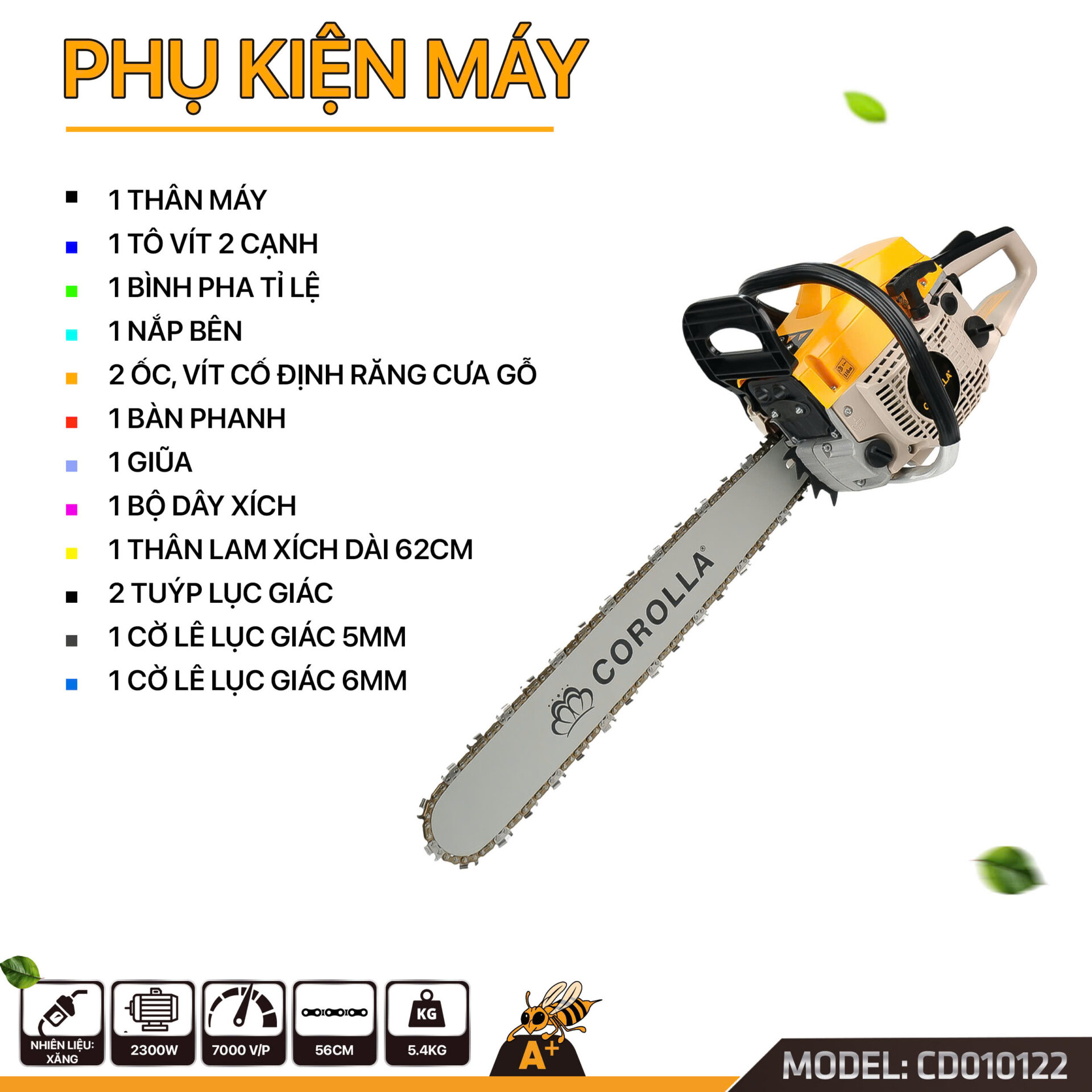 Thông số máy cưa xăng Corolla CG010122