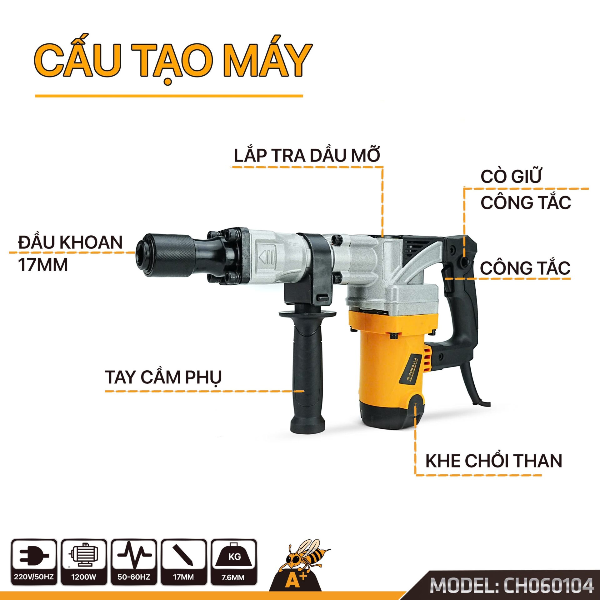 CH060104 – Máy đục bê tông công nghiệp chuyên dụng 1200W
