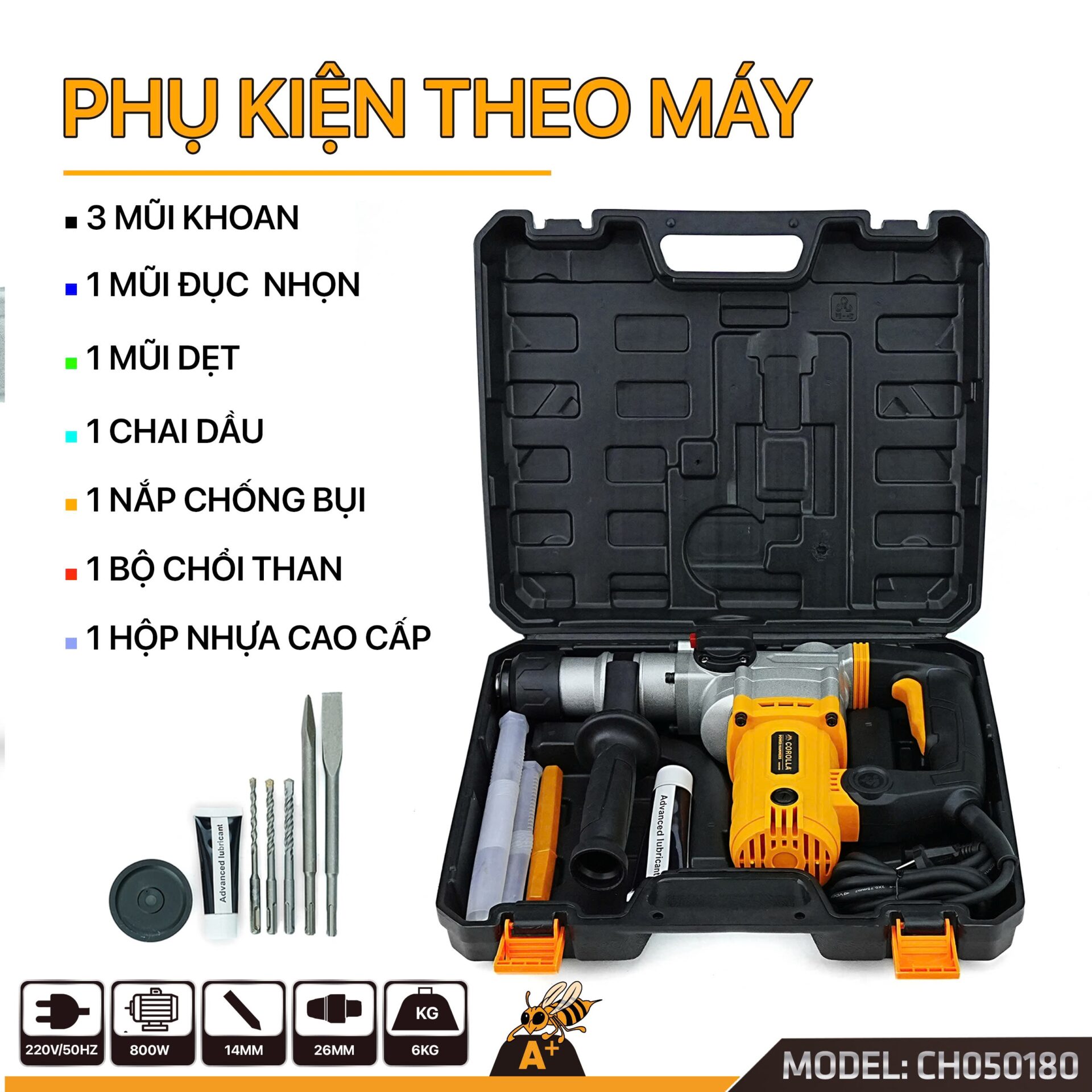 CH050180 Máy khoan đục bê tông 2 chức năng 800W