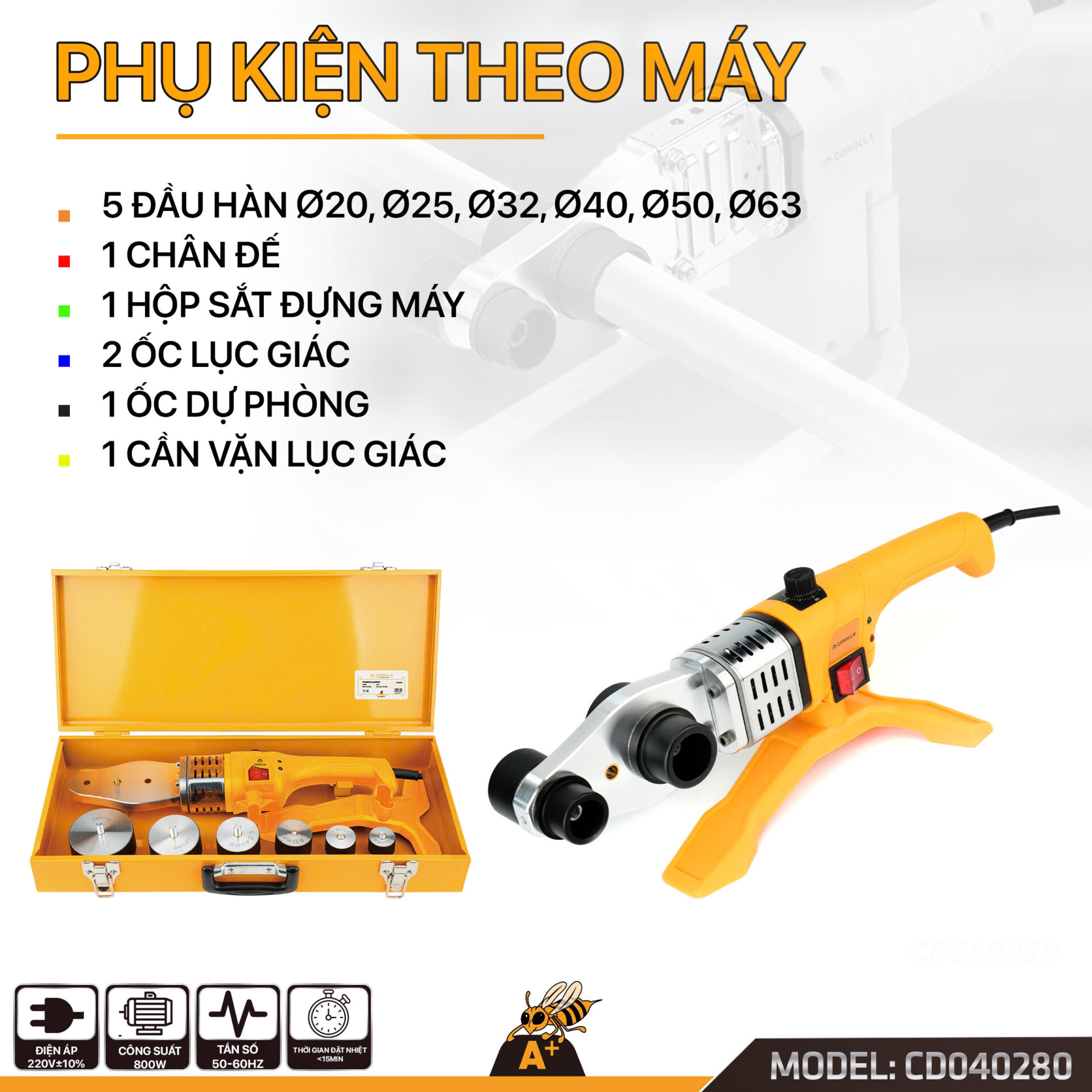 Chi tiết phụ kiện máy hàn ống nhiệt 80 Corolla CD040280