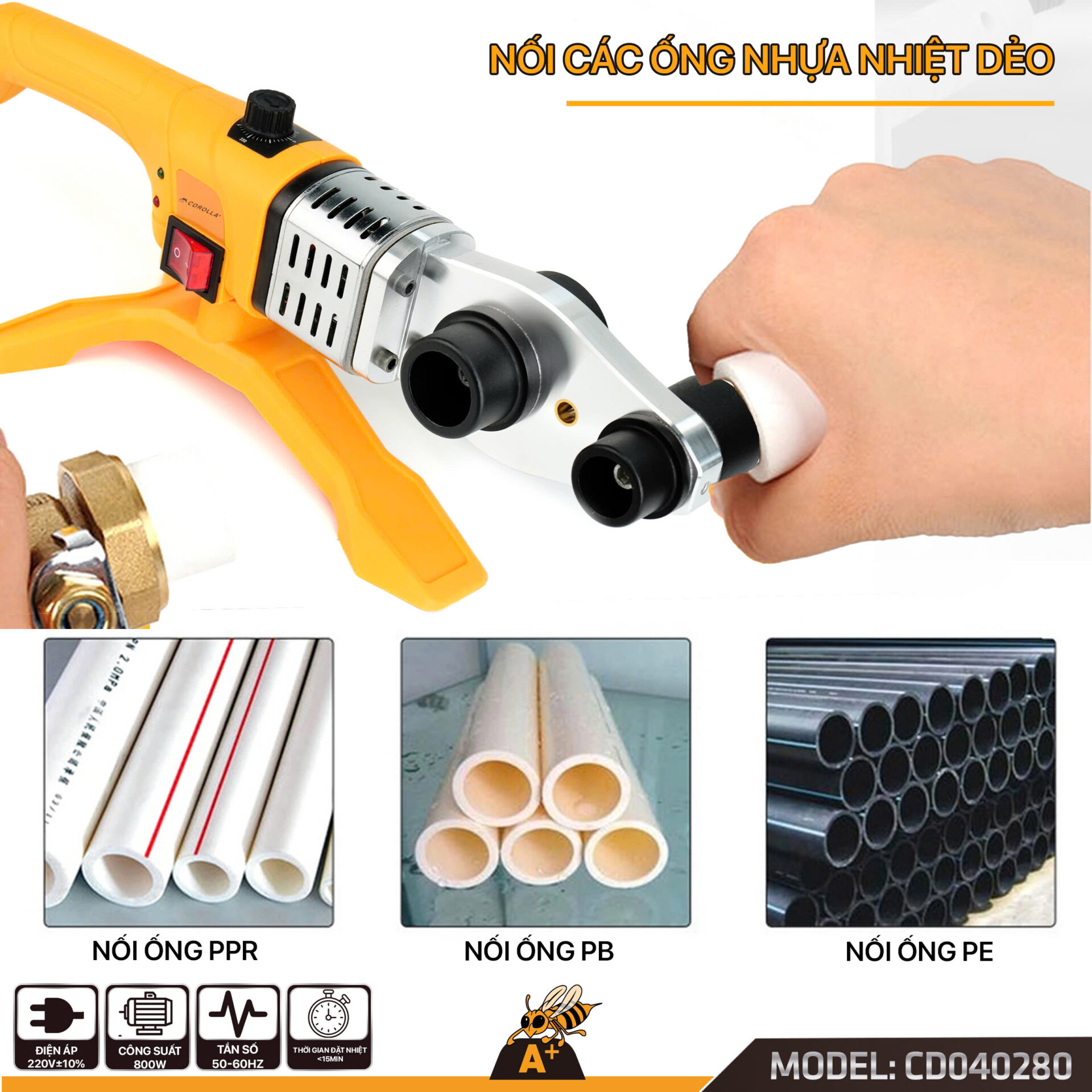 Đặc điểm cấu tạo máy hàn ống nhiệt 80 Corolla CD040280