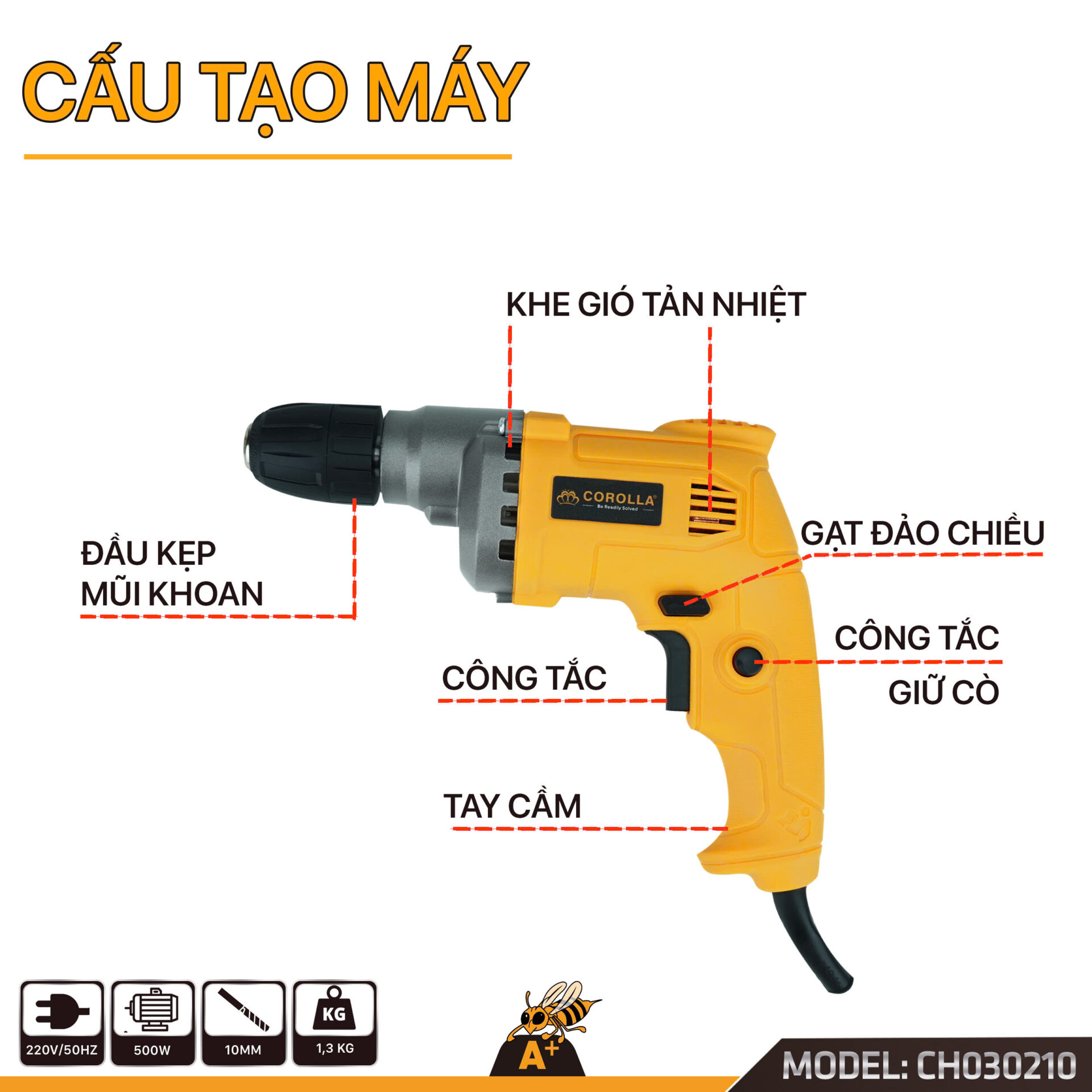 CH030210 MÁY KHOAN ĐIỆN 500W