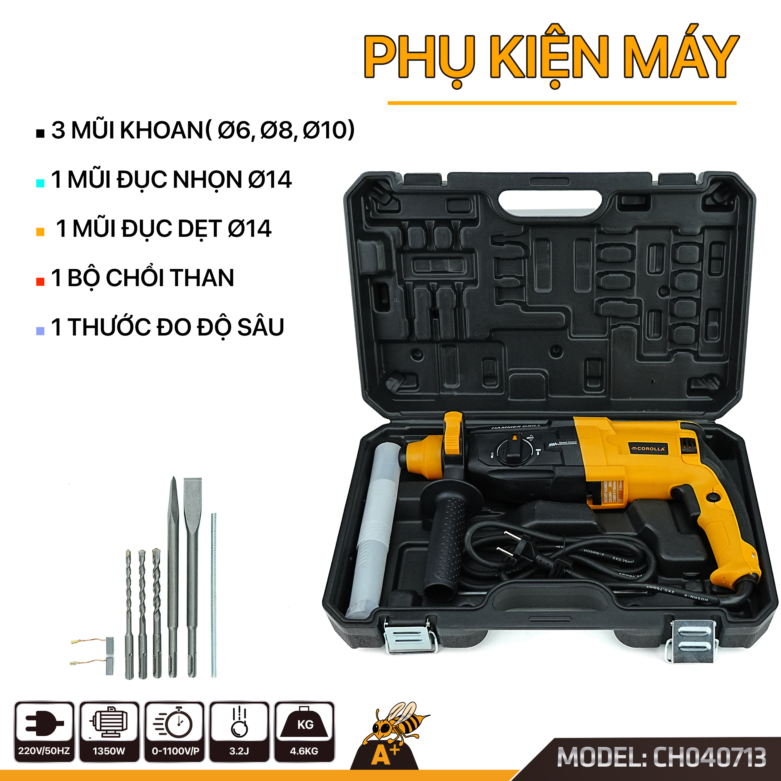 CH040713 Máy khoan bê tông 3 chức năng