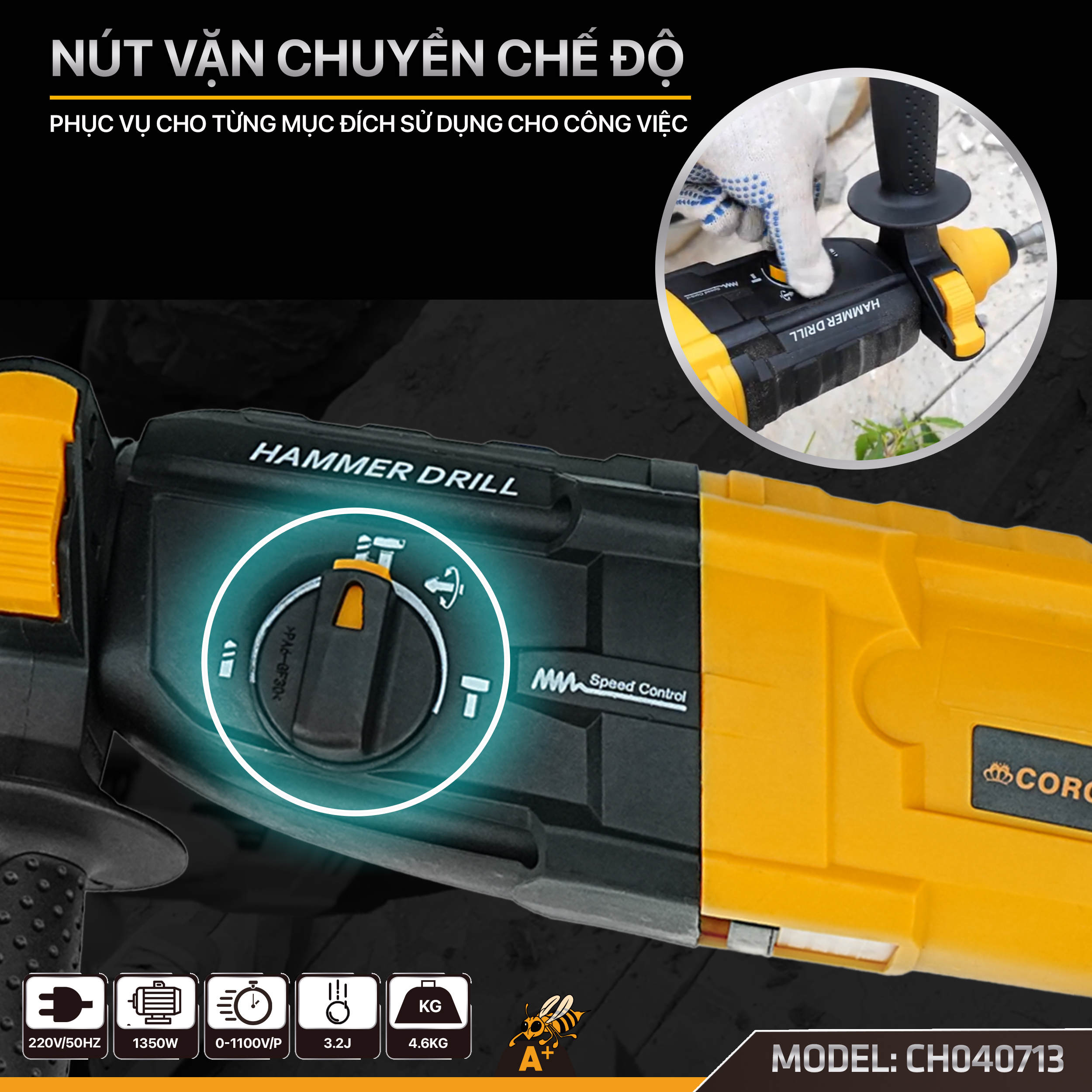 CH040713 Máy khoan bê tông 3 chức năng