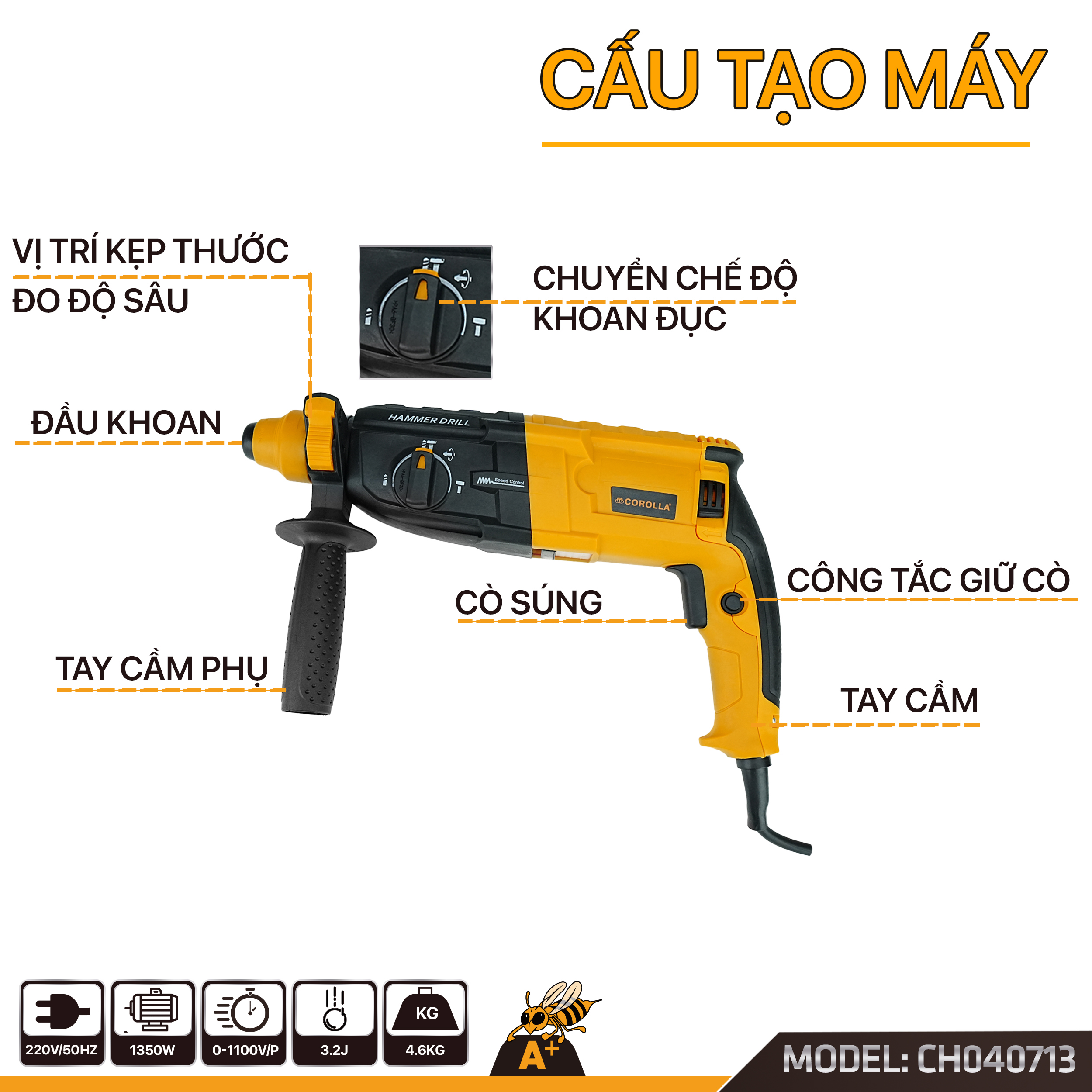 CH040713 Máy khoan bê tông 3 chức năng